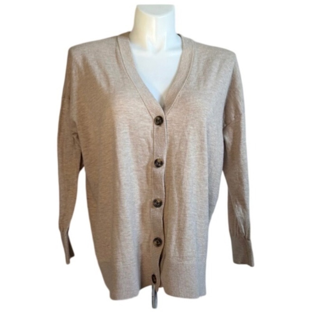 Torrid Women Tan Oatmeal Heather V-Neck Button Front Cardigan Sweater Sz 0 (12)